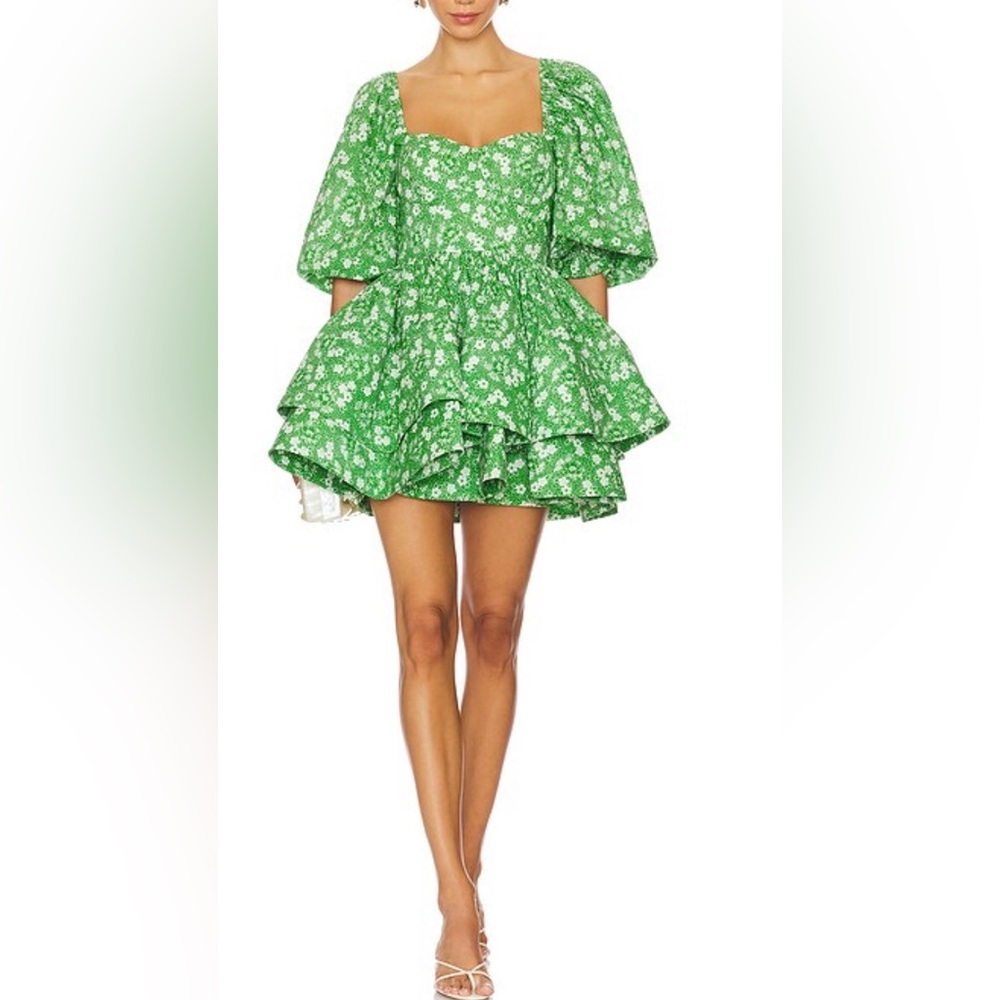 Selkie Green Floral Mini Dress